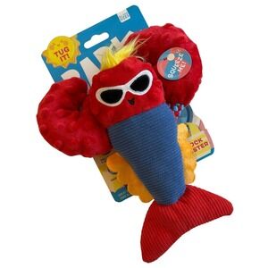 BarkBox Brock Lobster Dog Toy Squeaky Crinkle Tug Rope Doggy Paddle Pool Party